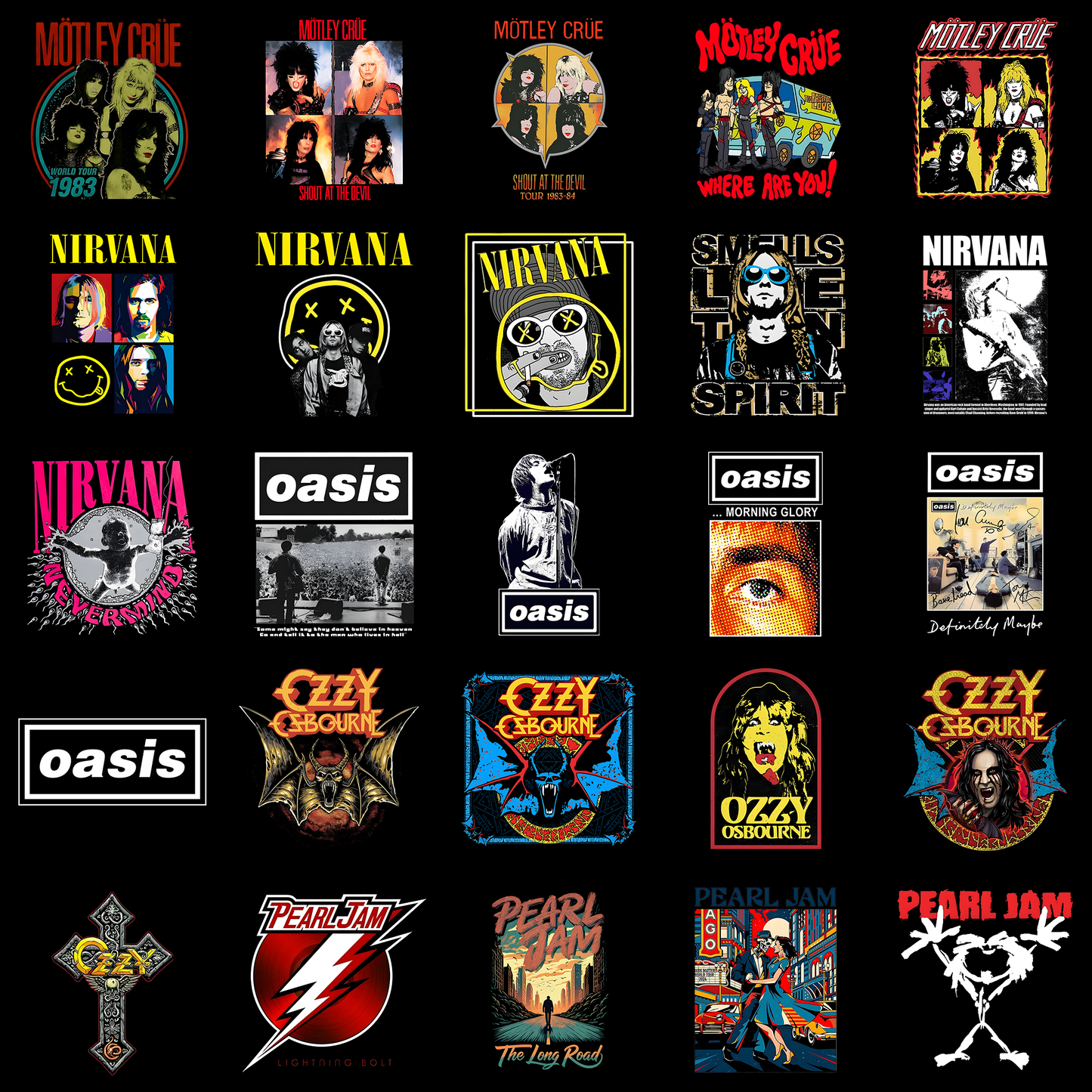 Pearl Jam, Ozzy Osbourne, Oasis – 25 Printable Rock Artwork