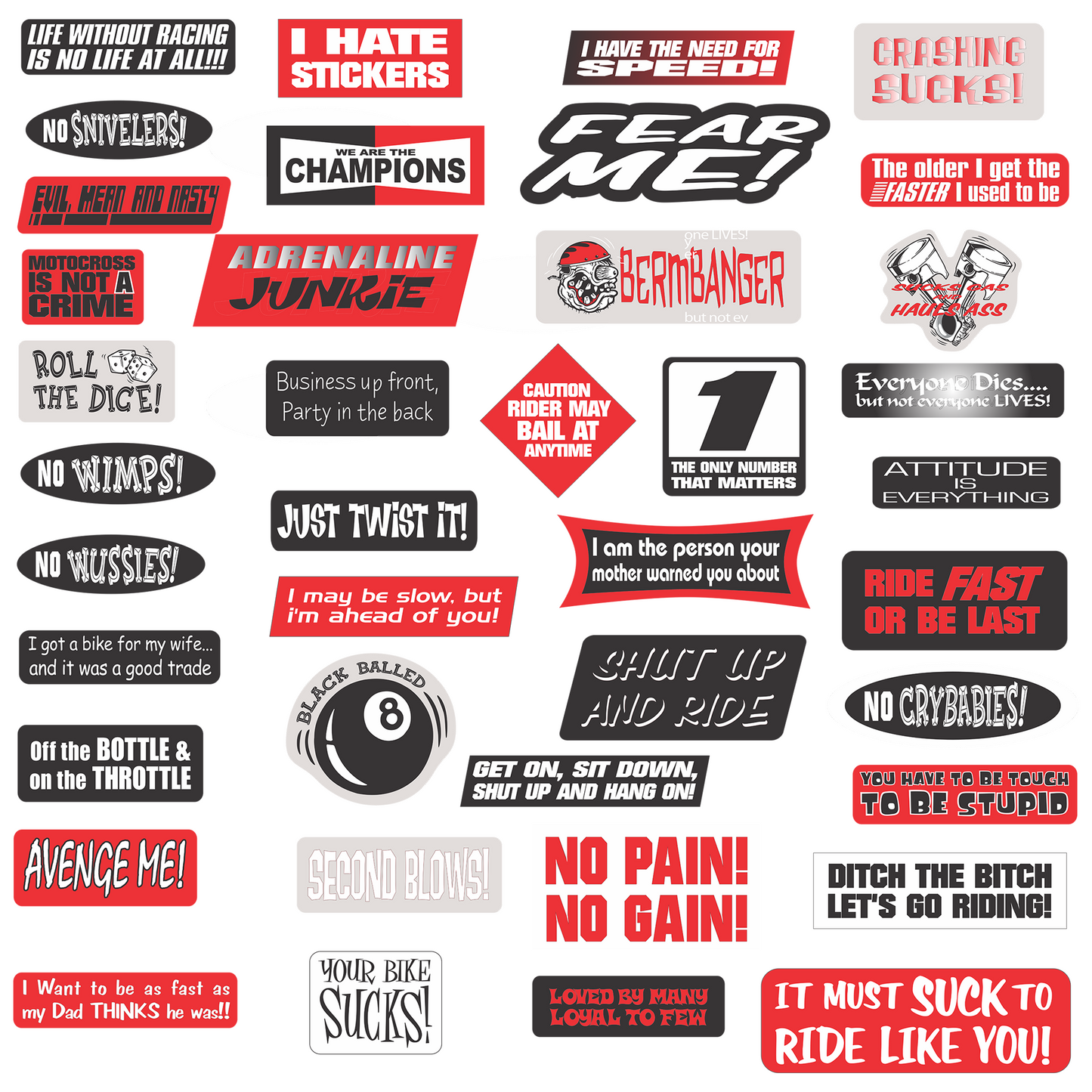 Funny & Savage Riding Quote Stickers โ 40 Premium Editable Designs
