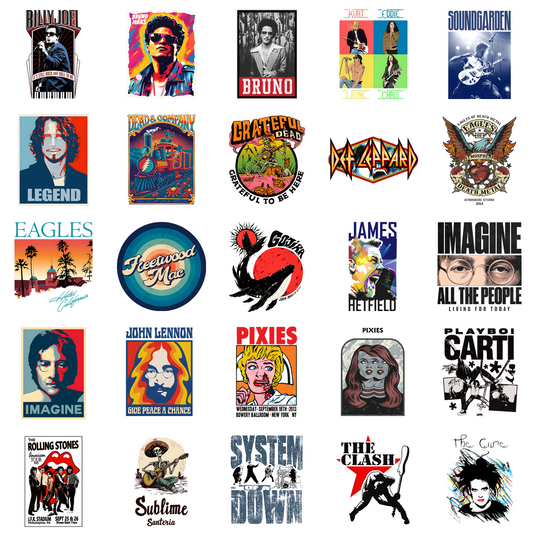 Rock Band Fan Art Posters - Instant Digital 25 PNG Product