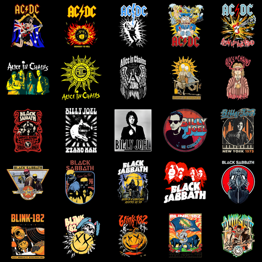 25 Rock Band Posters - AC/DC, Black Sabbath, Blink-182 & More (Digital Download)