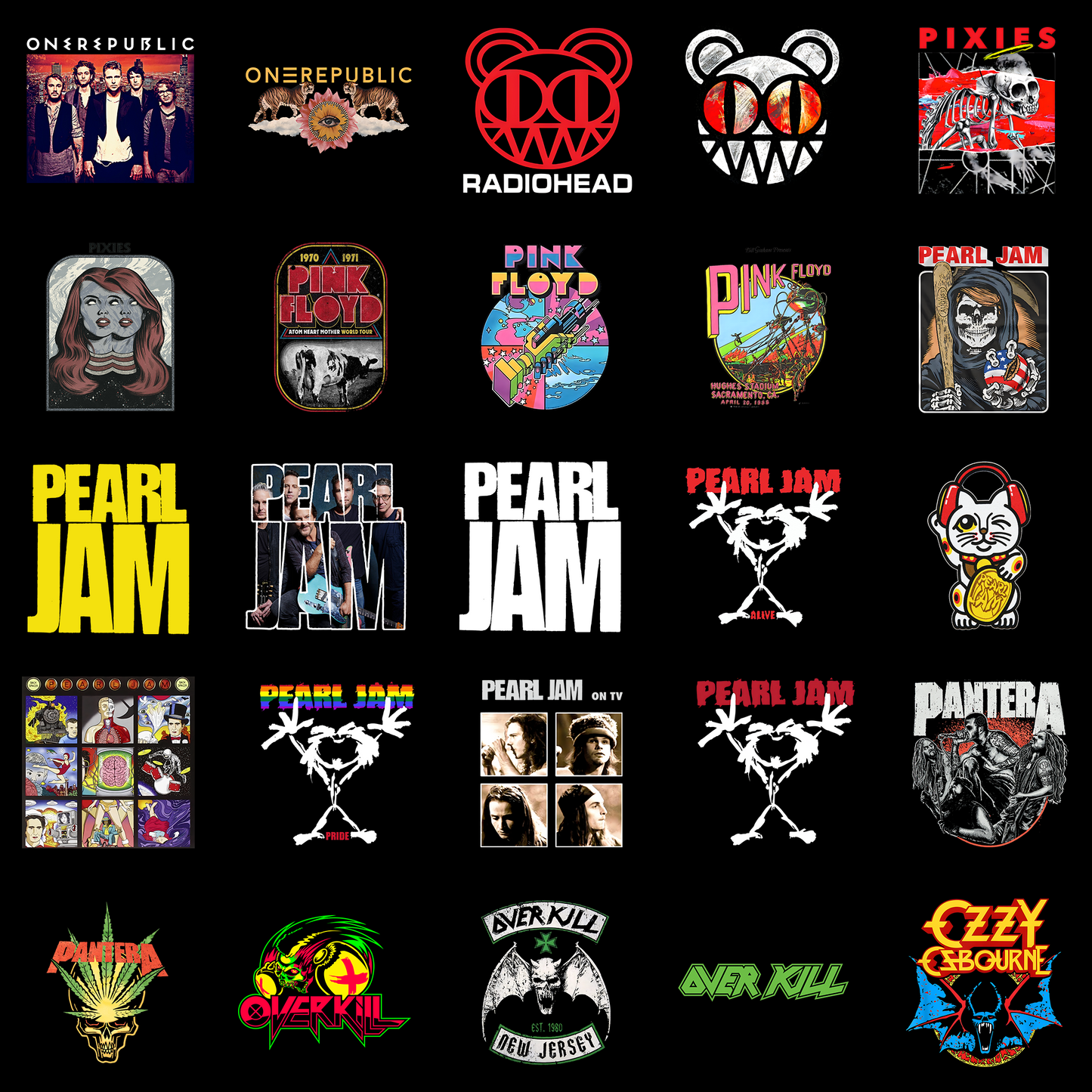 25 Iconic Rock Band Digital Art Collection Bundle