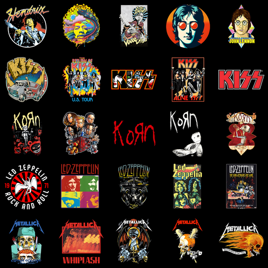 KISS, Korn, Metallica, Led Zeppelin – Printable Band 25 Art Bundle