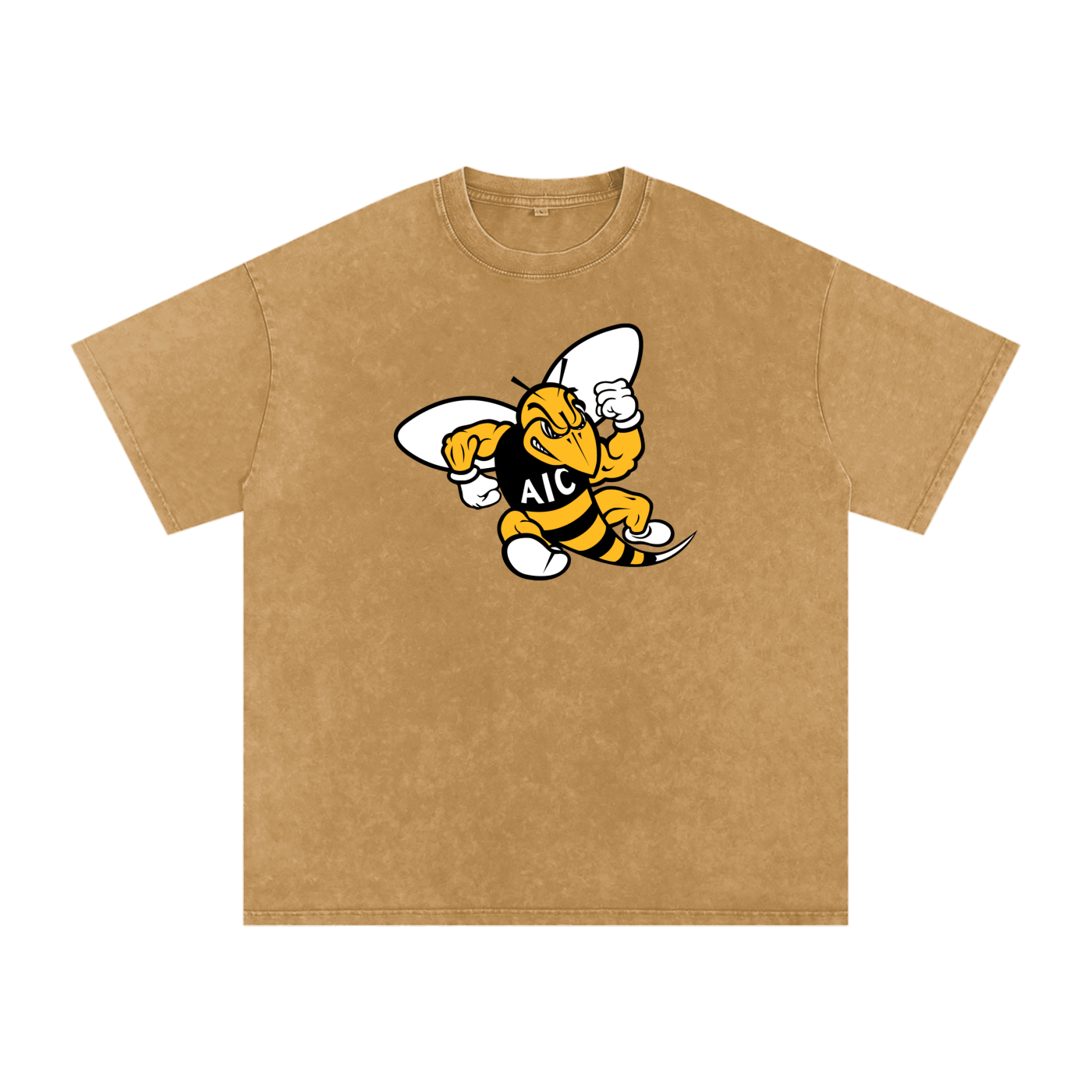 AIC t shirt, Yellow Jackets sh,Yellow Jackets shirt,hornet mascot tee,cartoon hornet graphic,yellow jackets,bee logo,fierce hornet,buzzing insect,yellow black design,powerful wasp