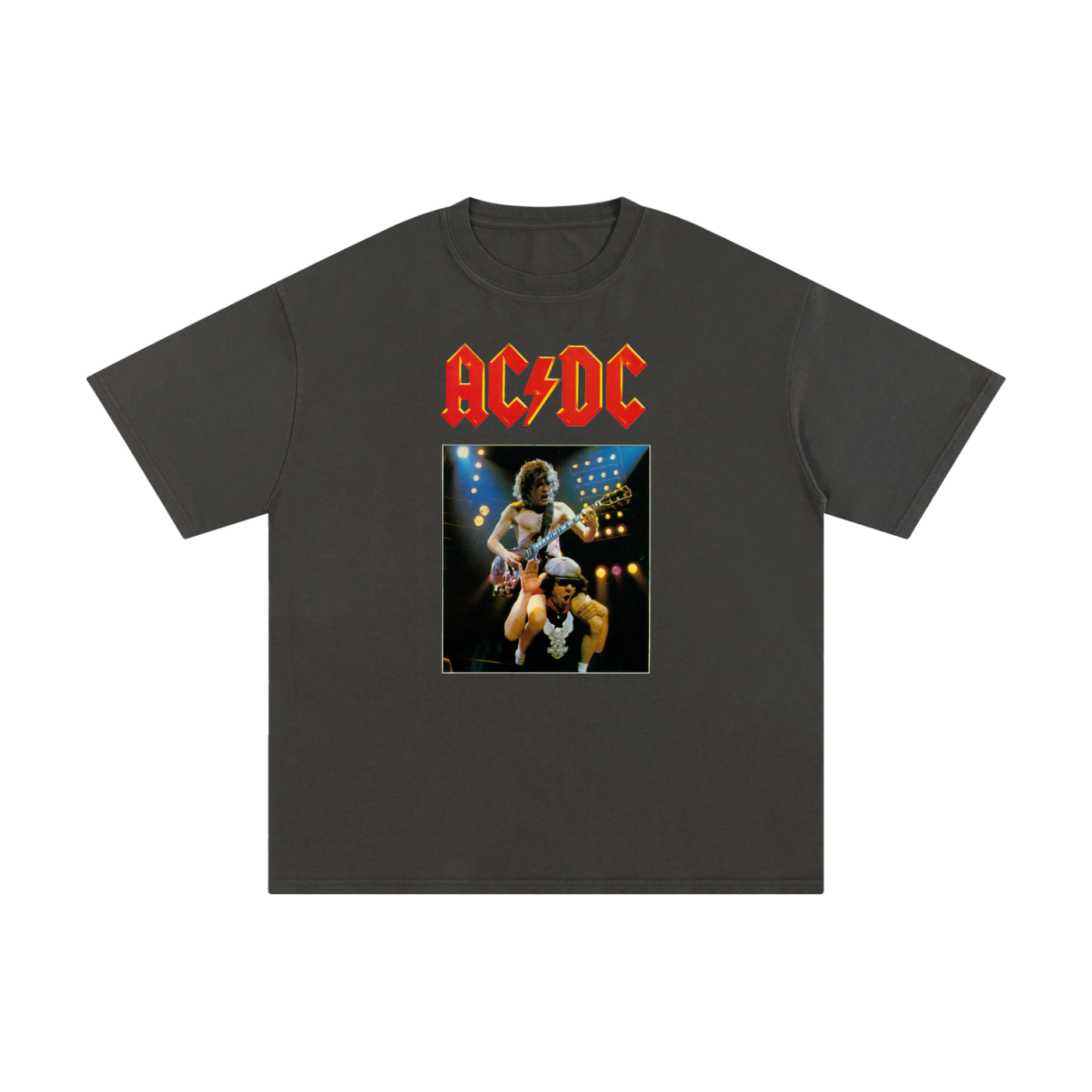 ACDC poster, Angus Young, Bria,ACDC poster,Angus Young,Brian Johnson,ACDC stage shot,80s rock band,live rock concert,ACDC Merch,ACDC shirt,ACDC Vintage design