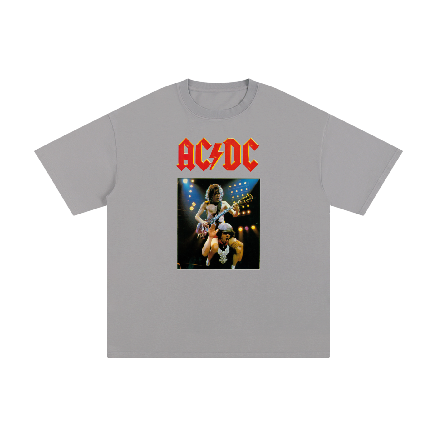 ACDC poster, Angus Young, Bria,ACDC poster,Angus Young,Brian Johnson,ACDC stage shot,80s rock band,live rock concert,ACDC Merch,ACDC shirt,ACDC Vintage design
