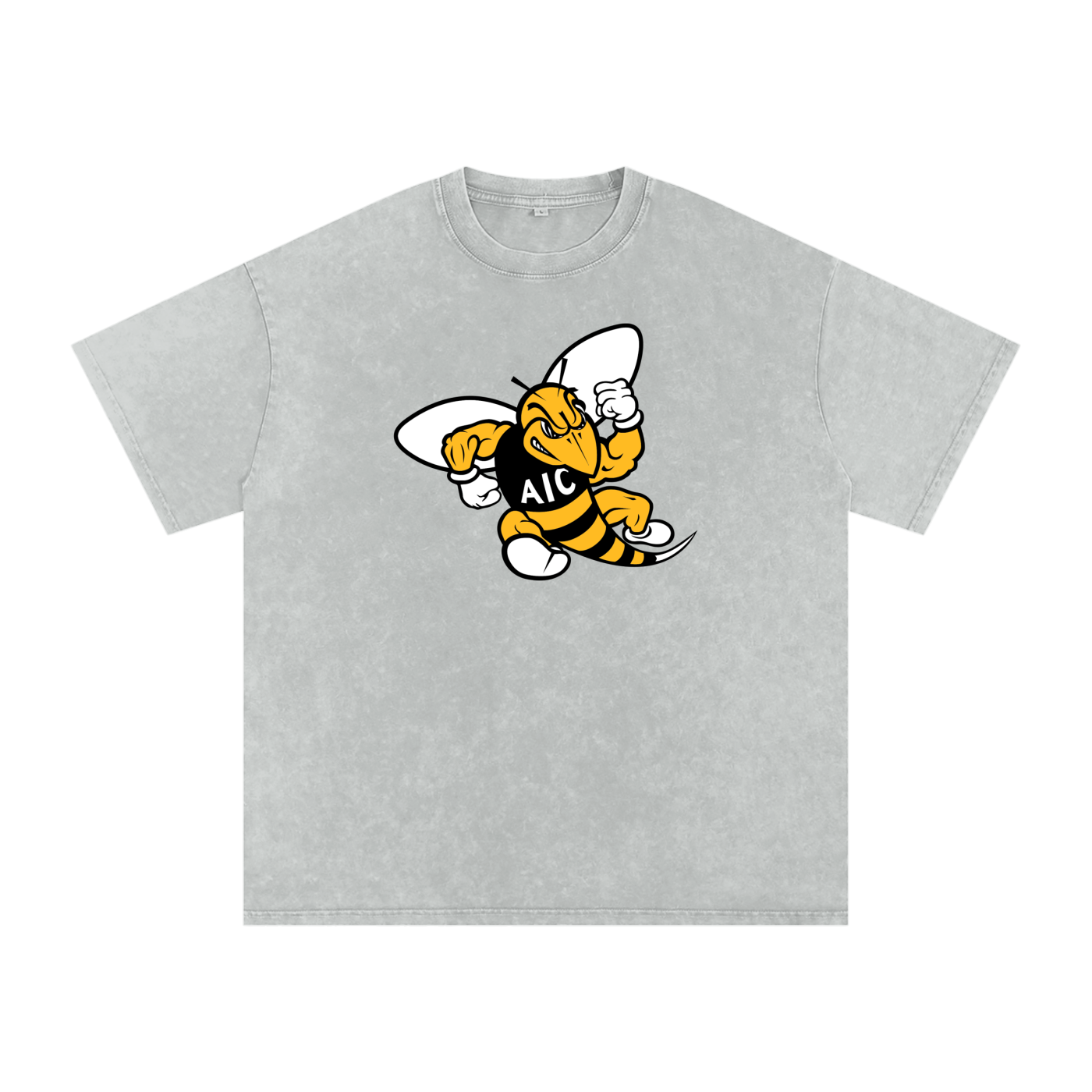 AIC t shirt, Yellow Jackets sh,Yellow Jackets shirt,hornet mascot tee,cartoon hornet graphic,yellow jackets,bee logo,fierce hornet,buzzing insect,yellow black design,powerful wasp