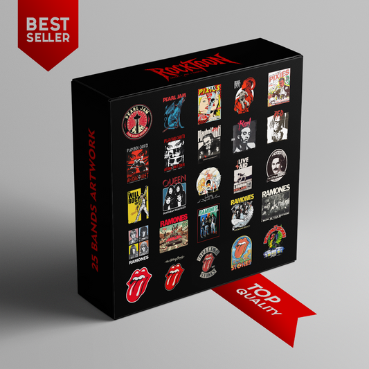 Trending Rock Bands Artwork Collection - 25 High-Quality Digital Designs for Print, T-Shirts, and More