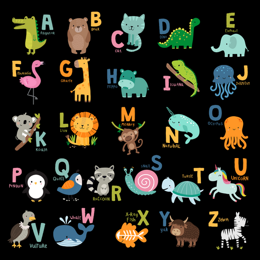 A-Z Animals and Letters – Colorful Kids Learning Poster Artwork
