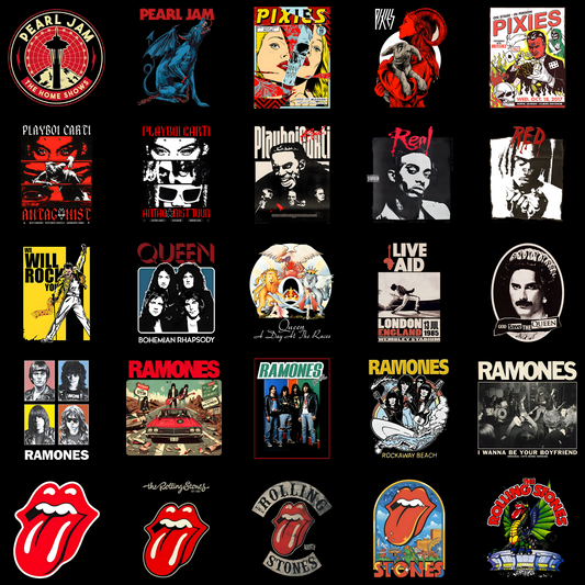Trending Rock Bands Artwork Collection - 25 High-Quality Digital Designs for Print, T-Shirts, and More
