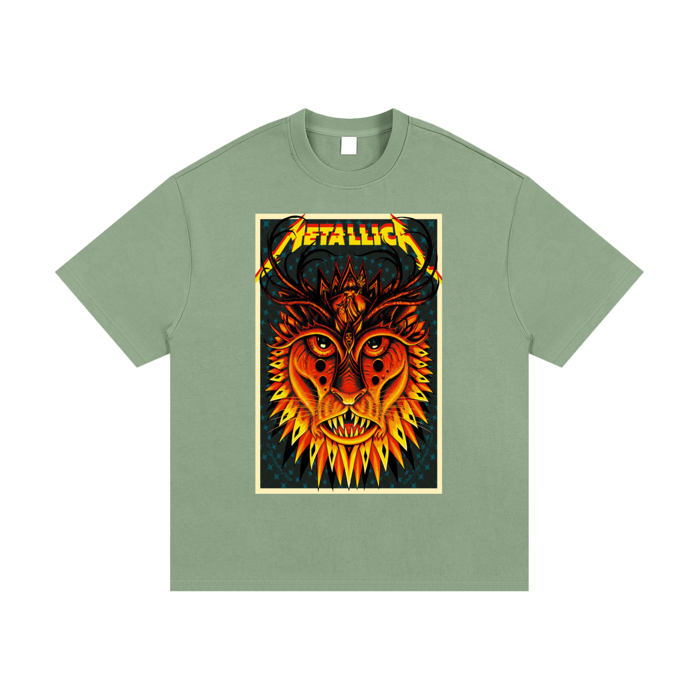 Metallica Psychedelic Lion Graphic Essential Heavyweight Cotton T-Shirt