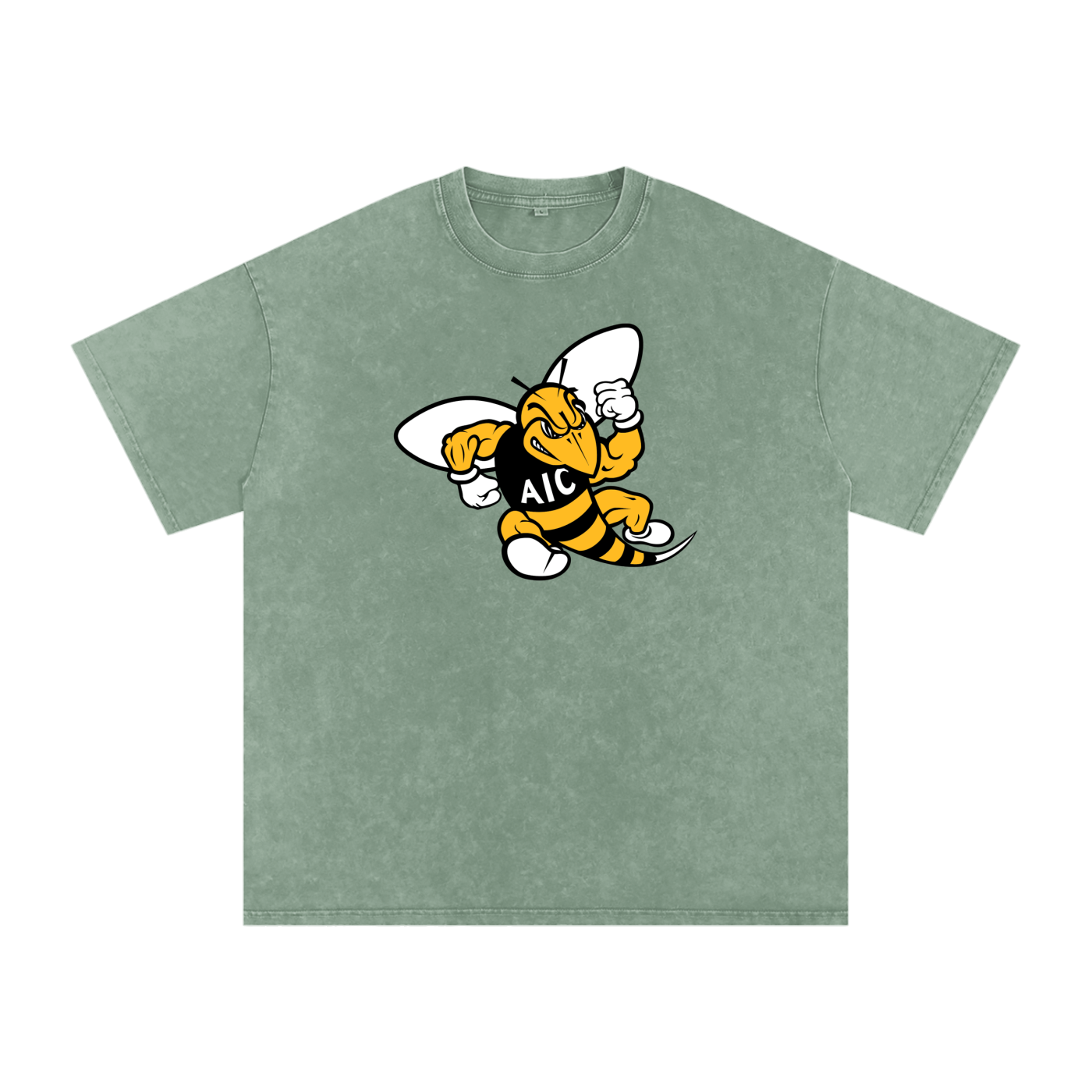 AIC t shirt, Yellow Jackets sh,Yellow Jackets shirt,hornet mascot tee,cartoon hornet graphic,yellow jackets,bee logo,fierce hornet,buzzing insect,yellow black design,powerful wasp