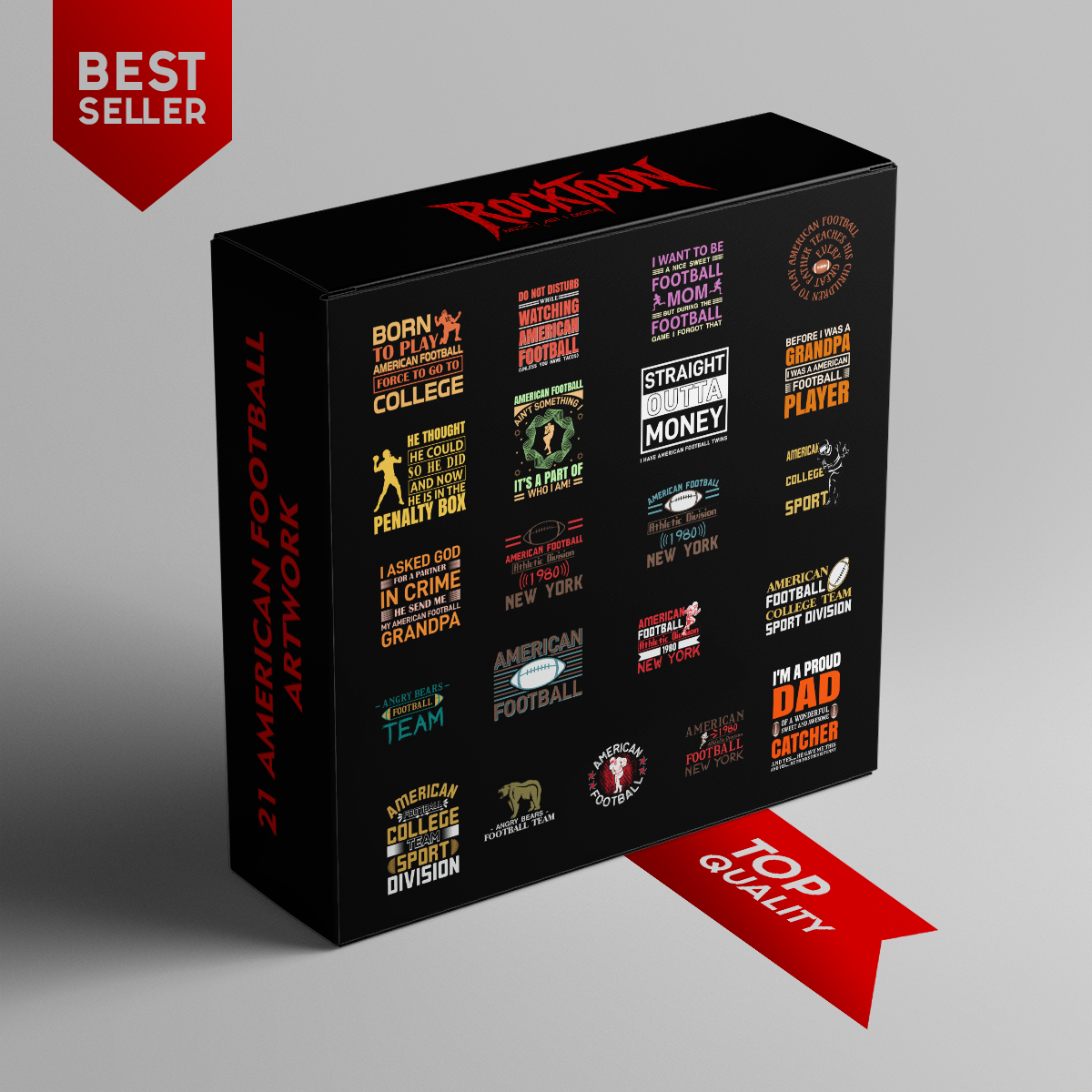 21 American Football T-Shirt Designs – High Quality Vector Bundle