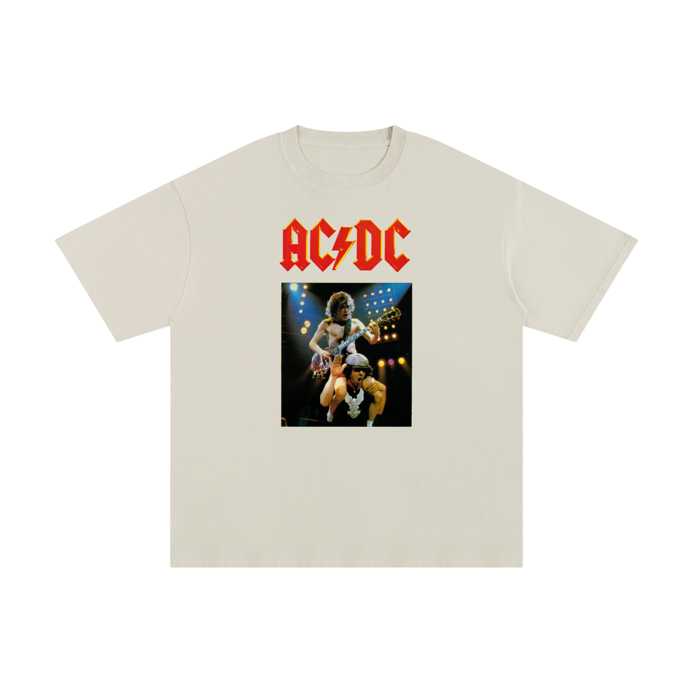 ACDC poster, Angus Young, Bria,ACDC poster,Angus Young,Brian Johnson,ACDC stage shot,80s rock band,live rock concert,ACDC Merch,ACDC shirt,ACDC Vintage design
