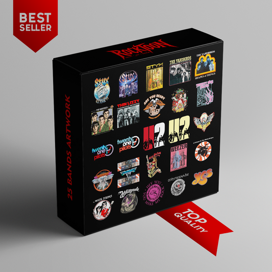 Vintage & Modern Rock Band Art Bundle - 25 High Quality PNG