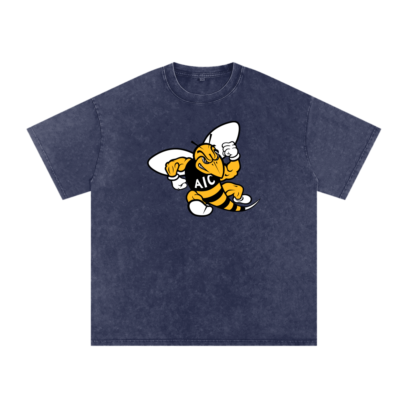 AIC t shirt, Yellow Jackets sh,Yellow Jackets shirt,hornet mascot tee,cartoon hornet graphic,yellow jackets,bee logo,fierce hornet,buzzing insect,yellow black design,powerful wasp