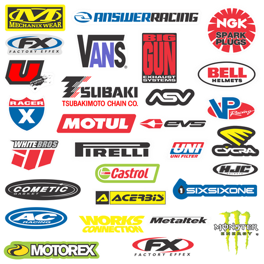 29 Motorbike Decals Vector Set – Racing & Gear Brand Logos