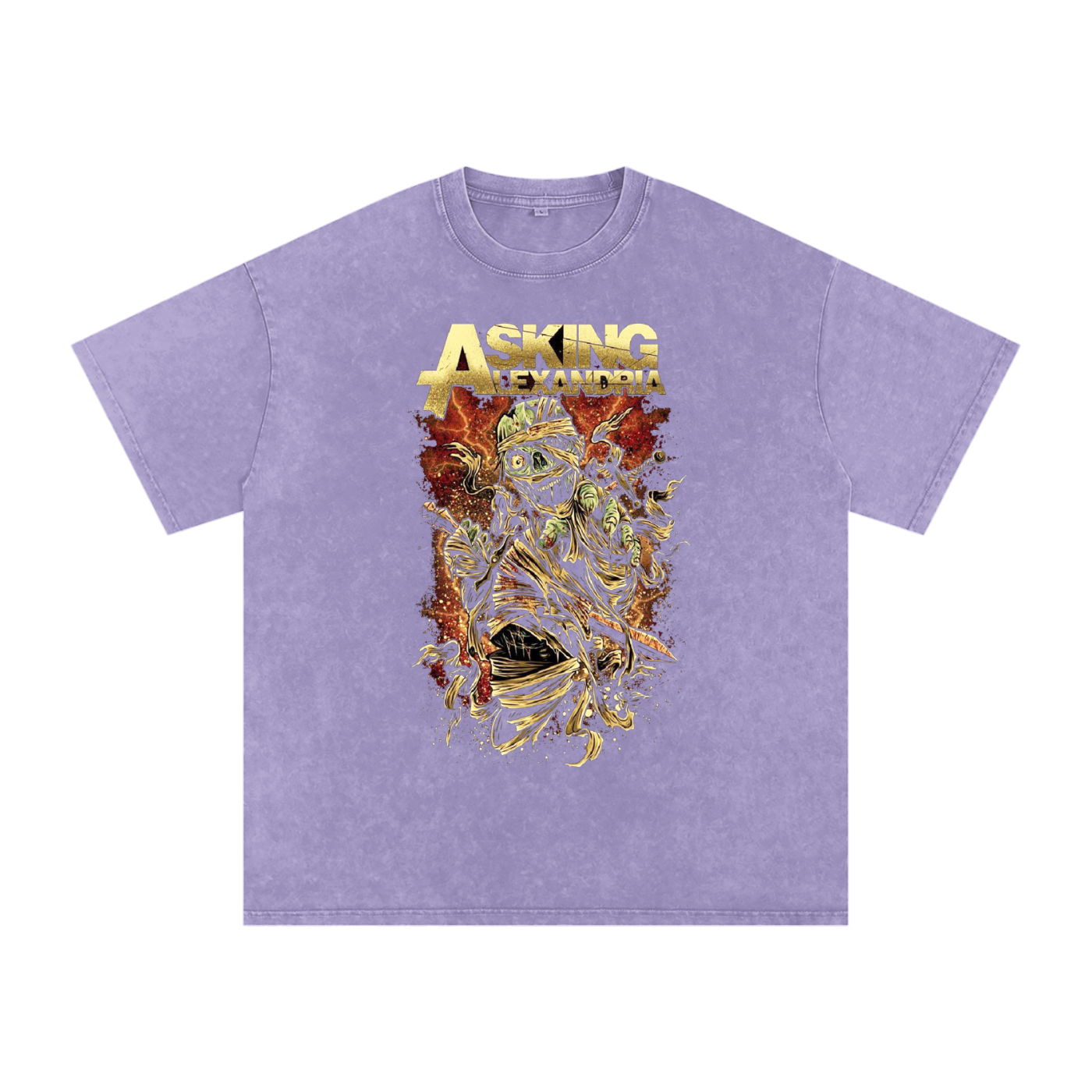Asking Alexandria,band T-shirt,mummy design,zombie art,rock band shirt,music fan shirt,band merchandise,heavy metal artwork,punk rock fashion,unique band design
