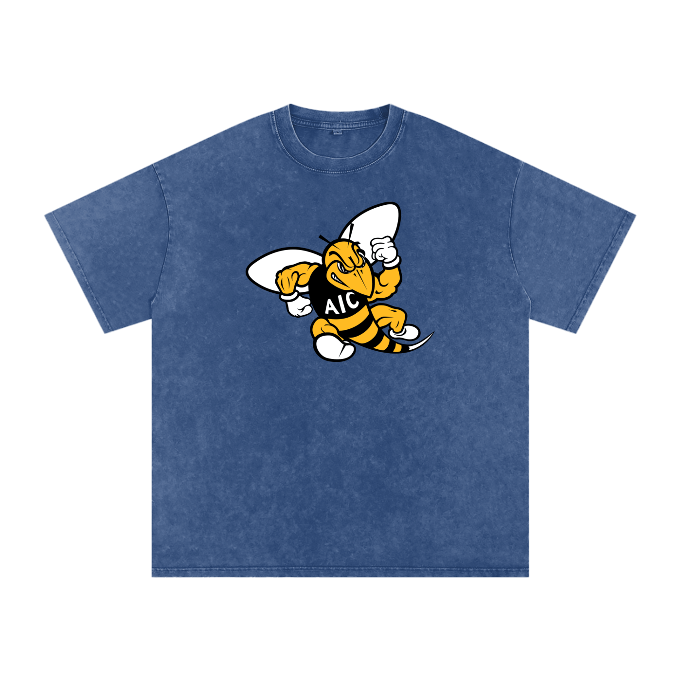 AIC t shirt, Yellow Jackets sh,Yellow Jackets shirt,hornet mascot tee,cartoon hornet graphic,yellow jackets,bee logo,fierce hornet,buzzing insect,yellow black design,powerful wasp
