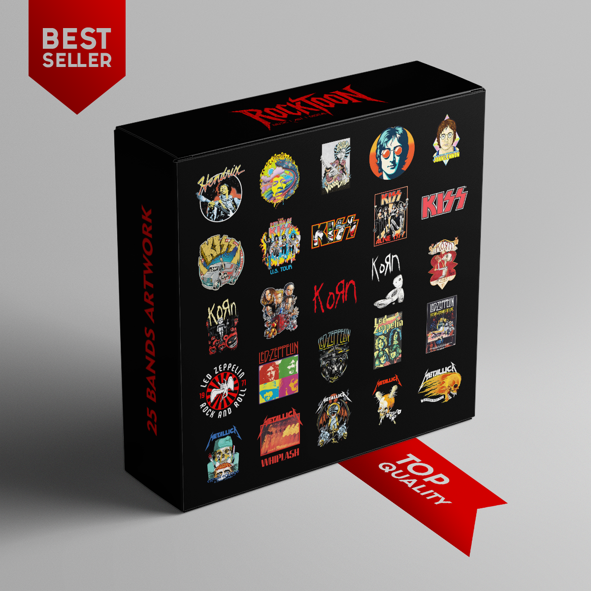 KISS, Korn, Metallica, Led Zeppelin – Printable Band 25 Art Bundle