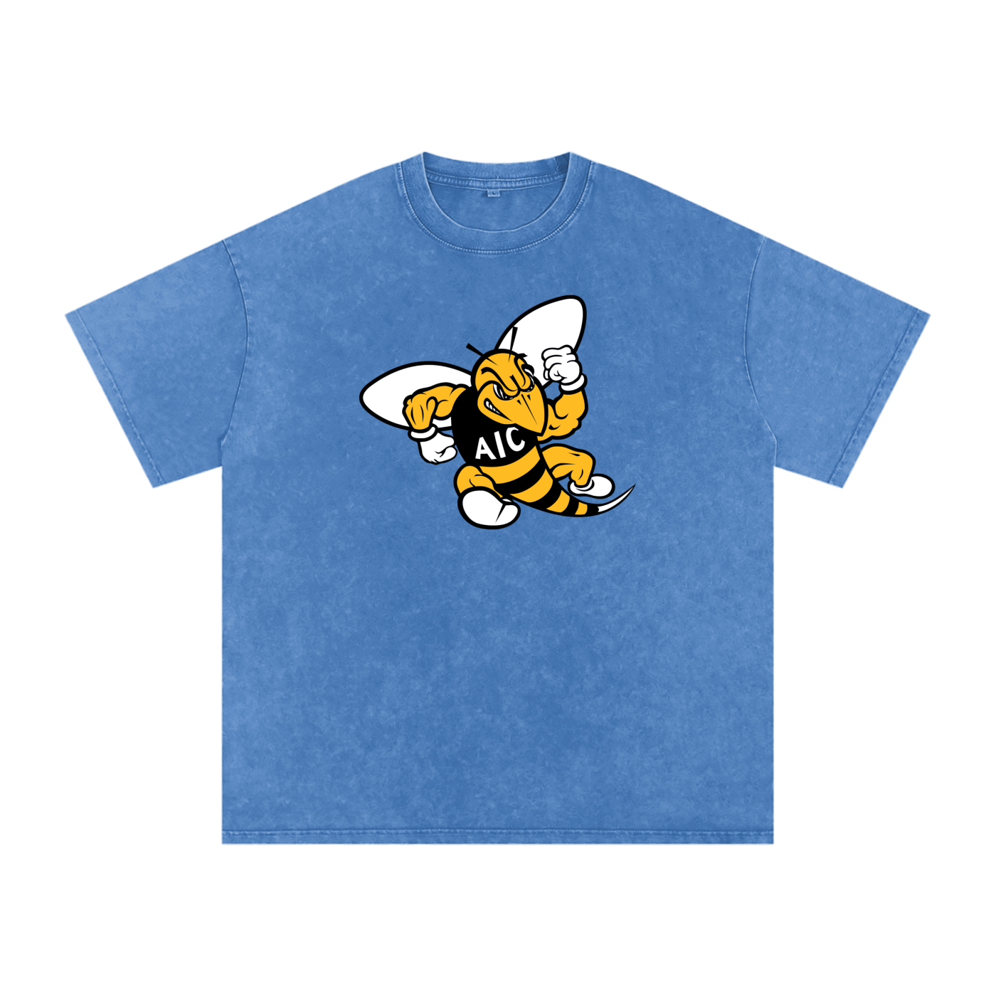 AIC t shirt, Yellow Jackets sh,Yellow Jackets shirt,hornet mascot tee,cartoon hornet graphic,yellow jackets,bee logo,fierce hornet,buzzing insect,yellow black design,powerful wasp