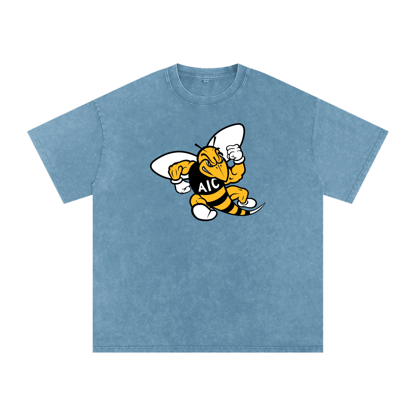 AIC t shirt, Yellow Jackets sh,Yellow Jackets shirt,hornet mascot tee,cartoon hornet graphic,yellow jackets,bee logo,fierce hornet,buzzing insect,yellow black design,powerful wasp