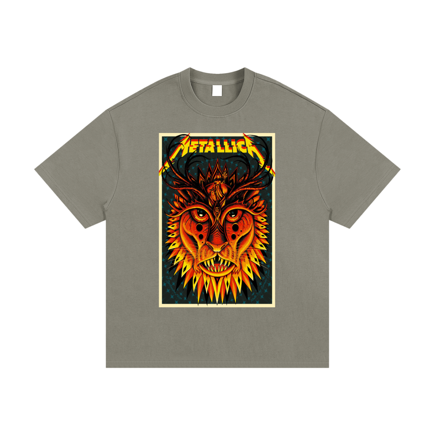 Metallica Psychedelic Lion Graphic Essential Heavyweight Cotton T-Shirt