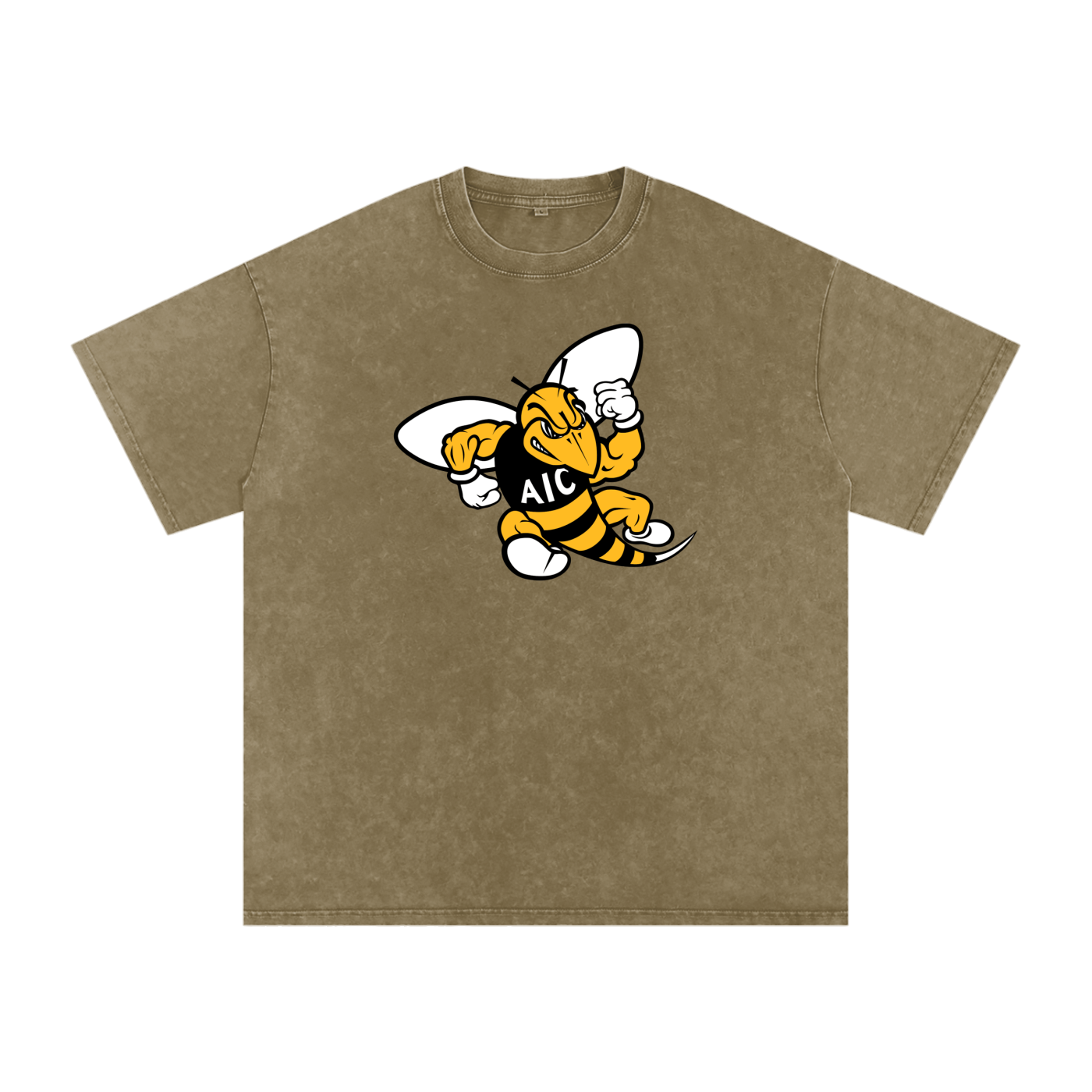 AIC t shirt, Yellow Jackets sh,Yellow Jackets shirt,hornet mascot tee,cartoon hornet graphic,yellow jackets,bee logo,fierce hornet,buzzing insect,yellow black design,powerful wasp