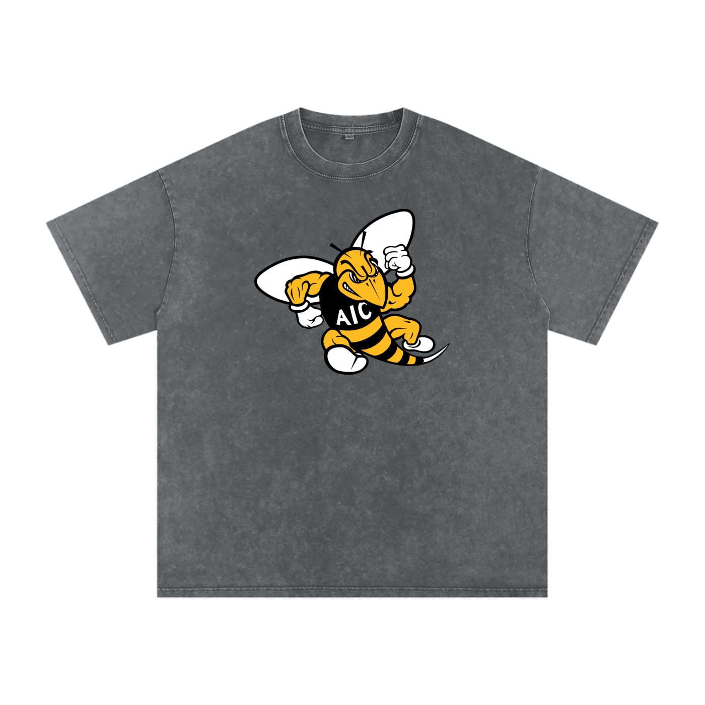 AIC t shirt, Yellow Jackets sh,Yellow Jackets shirt,hornet mascot tee,cartoon hornet graphic,yellow jackets,bee logo,fierce hornet,buzzing insect,yellow black design,powerful wasp