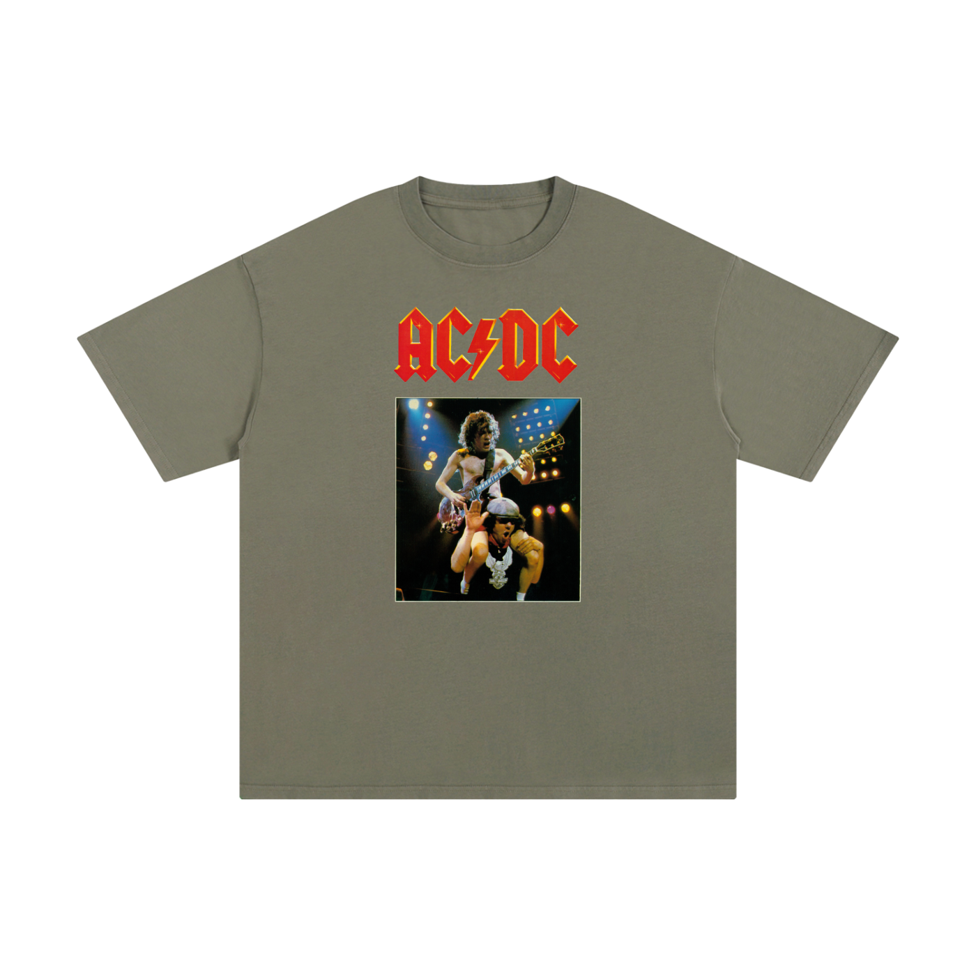ACDC poster, Angus Young, Bria,ACDC poster,Angus Young,Brian Johnson,ACDC stage shot,80s rock band,live rock concert,ACDC Merch,ACDC shirt,ACDC Vintage design