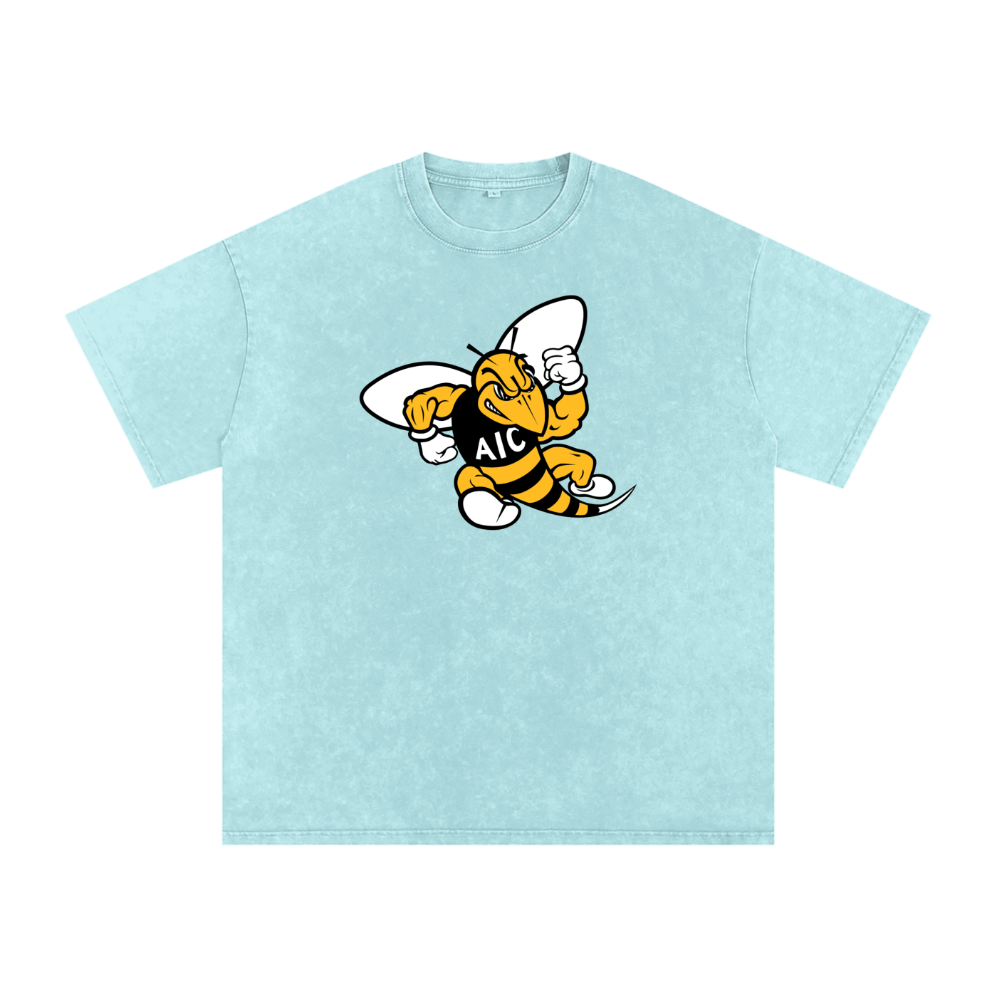 AIC t shirt, Yellow Jackets sh,Yellow Jackets shirt,hornet mascot tee,cartoon hornet graphic,yellow jackets,bee logo,fierce hornet,buzzing insect,yellow black design,powerful wasp