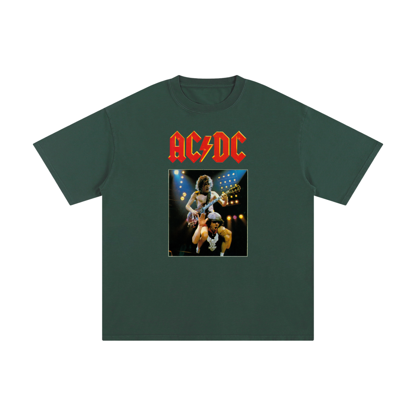 ACDC poster, Angus Young, Bria,ACDC poster,Angus Young,Brian Johnson,ACDC stage shot,80s rock band,live rock concert,ACDC Merch,ACDC shirt,ACDC Vintage design