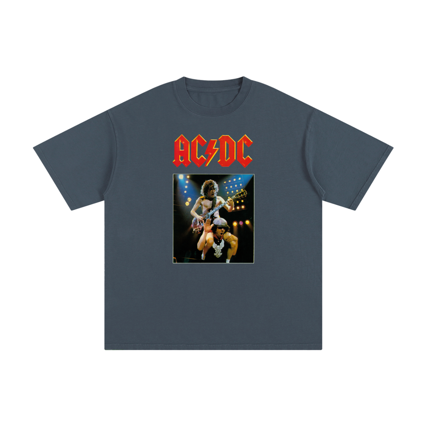 ACDC poster, Angus Young, Bria,ACDC poster,Angus Young,Brian Johnson,ACDC stage shot,80s rock band,live rock concert,ACDC Merch,ACDC shirt,ACDC Vintage design